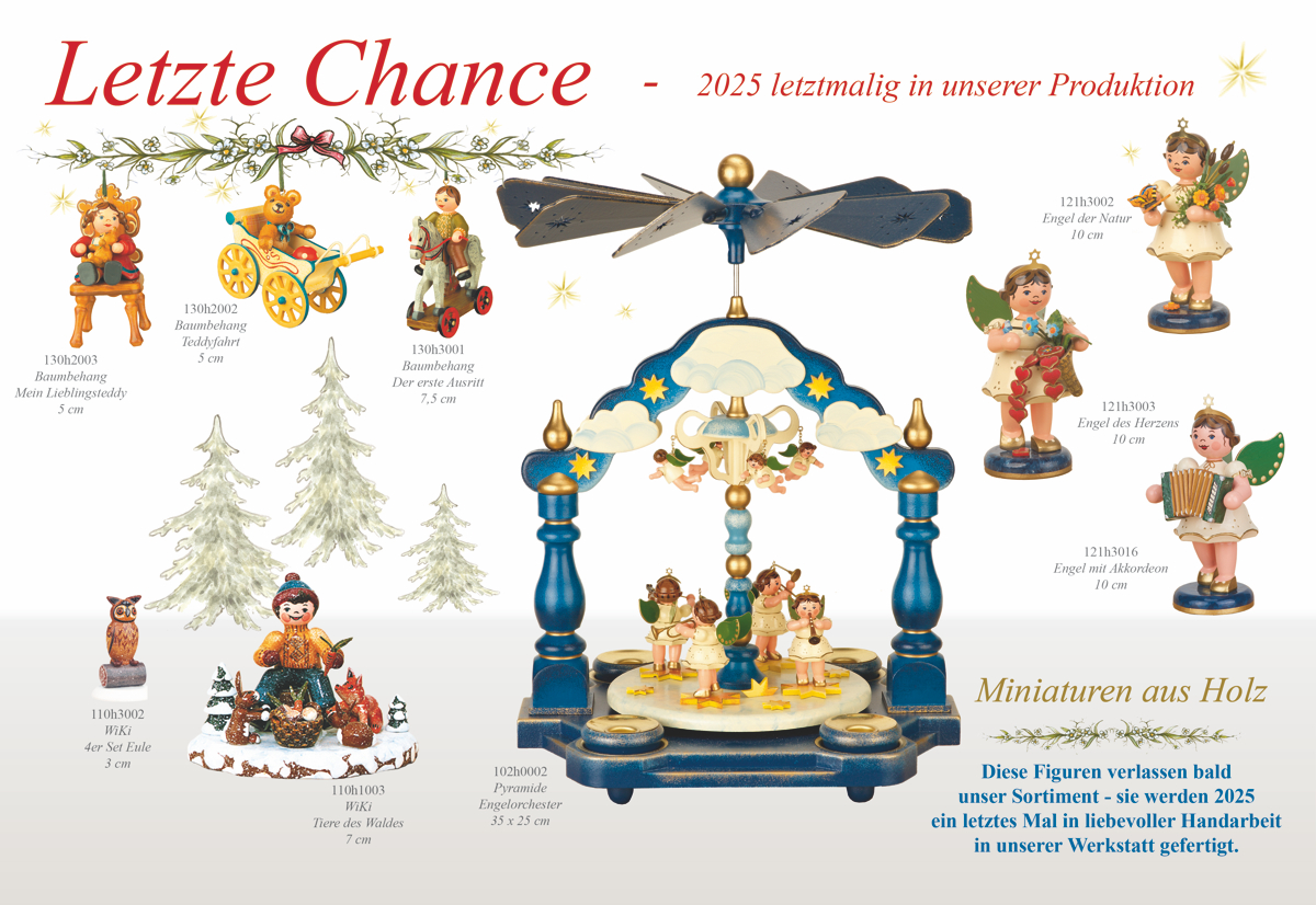 Original Hubrig - Letzte Chance 2025 - Auslaufartikel Hubrig Volkskunst GmbH - Miniaturen bald nicht mehr im Sortiment